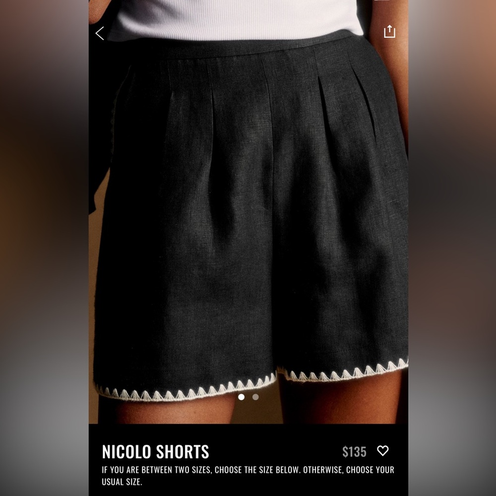 EUC Sezane Nicolo Shorts Black With Ecru Trimming - Size 8